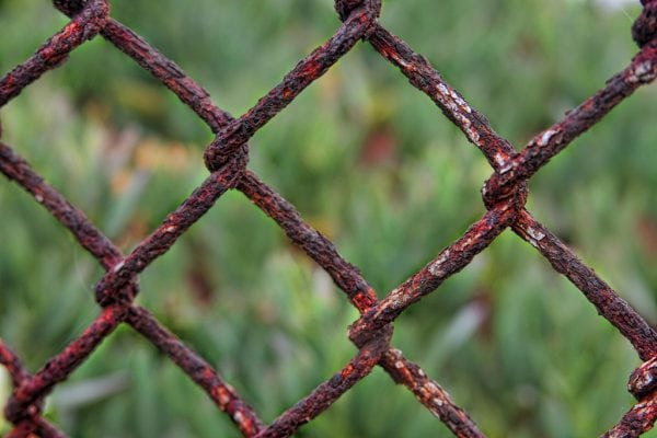 The chain-link is rusted