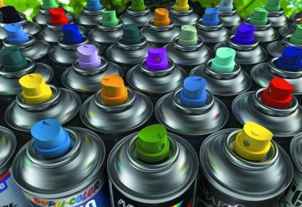 A variety of spray cans