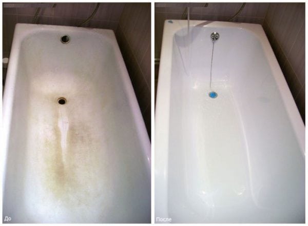 What does a bath look like before and after acrylic update?