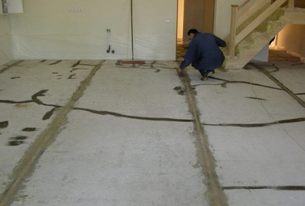 Preparation of the base for linoleum