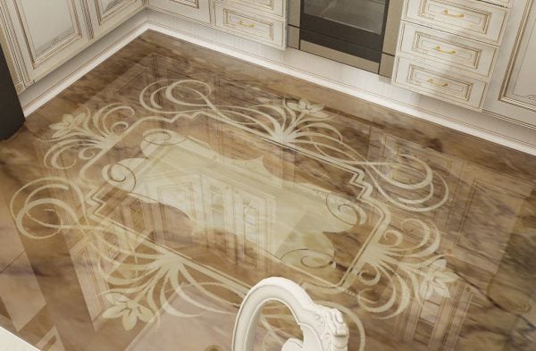 Epoxy floor with decorative pattern