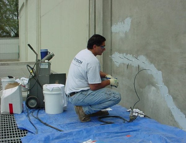 Injection de béton avec résine à faible viscosité