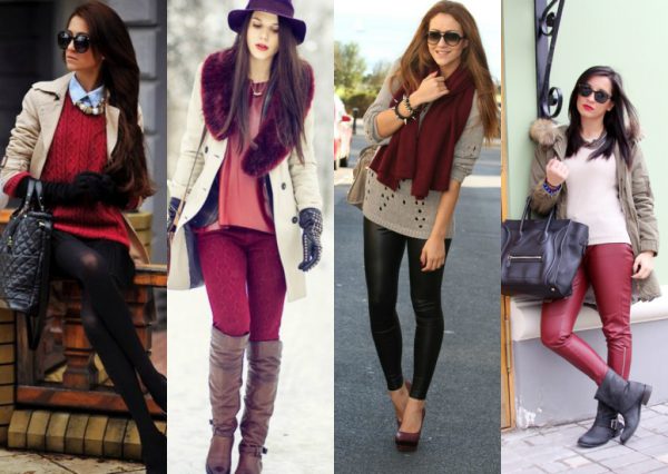 Burgundy color goes well with black and gray