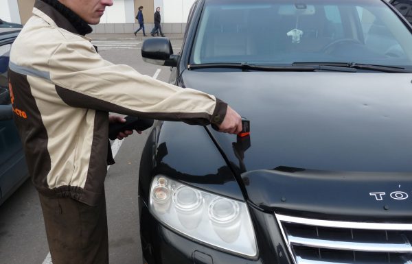 Car paint thickness measurement in a car service center