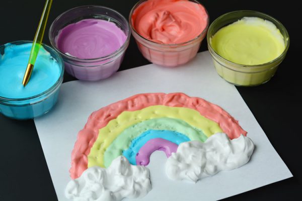 Making finger paints from shaving foam