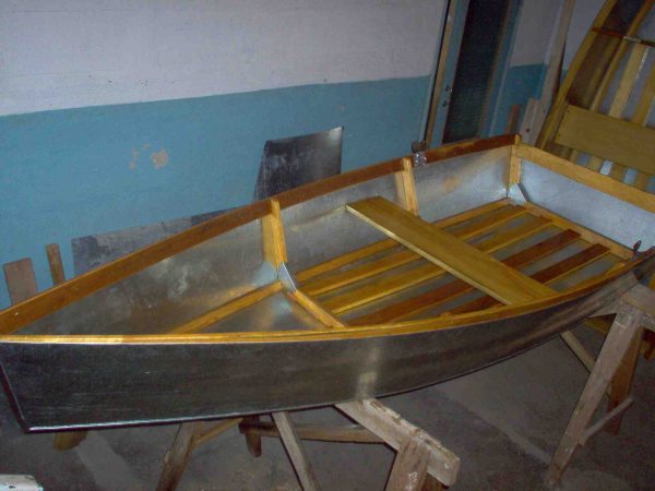 Painting the interior of the boat