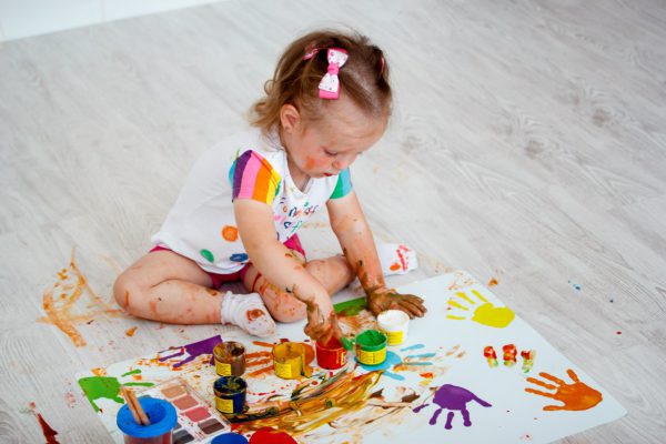 The development of fine motor skills in a child with finger paints