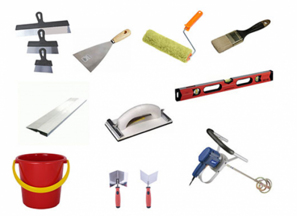 Tool kit for sealing joints between gypsum plasterboard