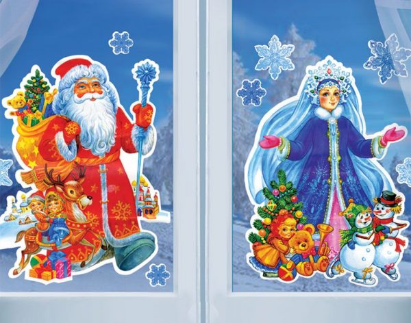 Cốt truyện kinh điển cho các bức vẽ năm mới là Santa Claus và Snow Maiden