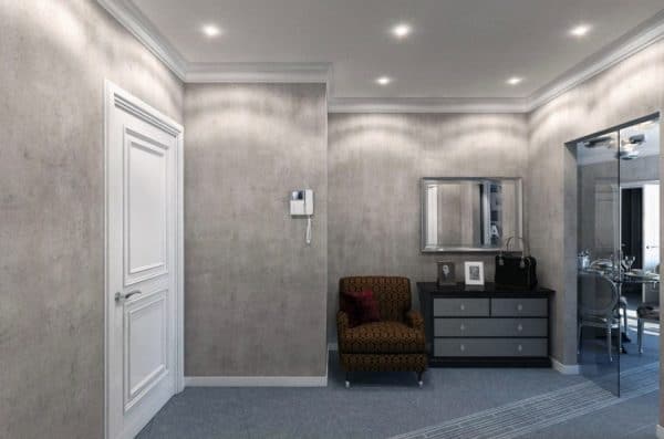 Gray walls in the hallway