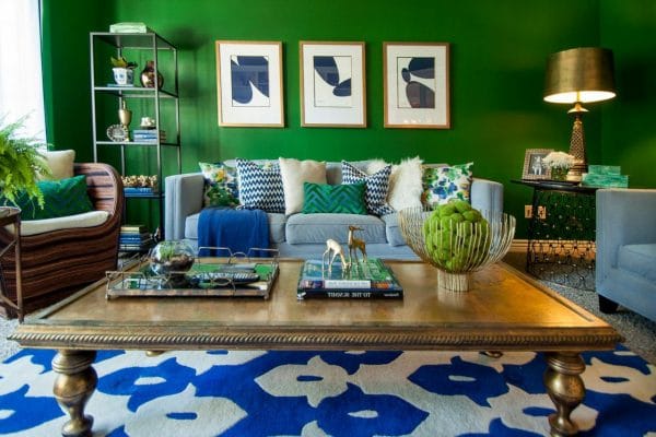 Bleu et vert à l'intérieur