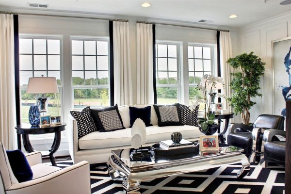 Living room in black and white