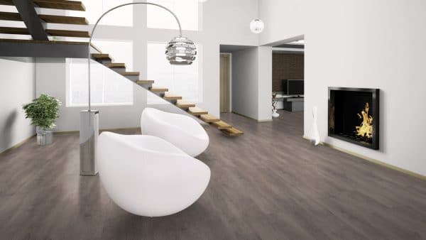 Plancher gris dans un intérieur high-tech