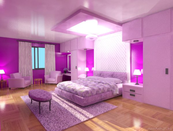 Chambre rose lilas