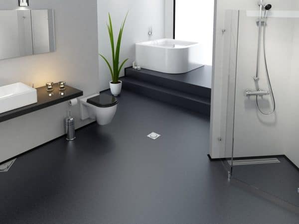 Black bathroom floor