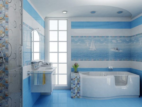 Elements of marine design in the bathroom