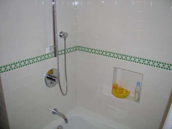 White tile with mosaic