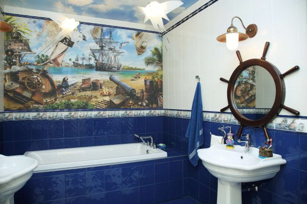 Marine style in the bathroom