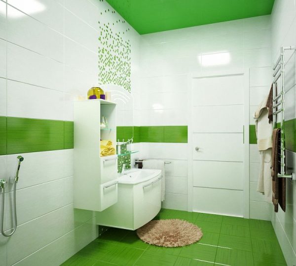 Green bathroom floor