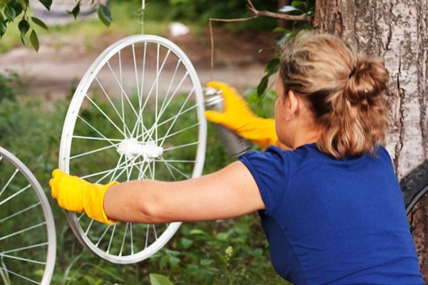 Repainting bicycle wheels