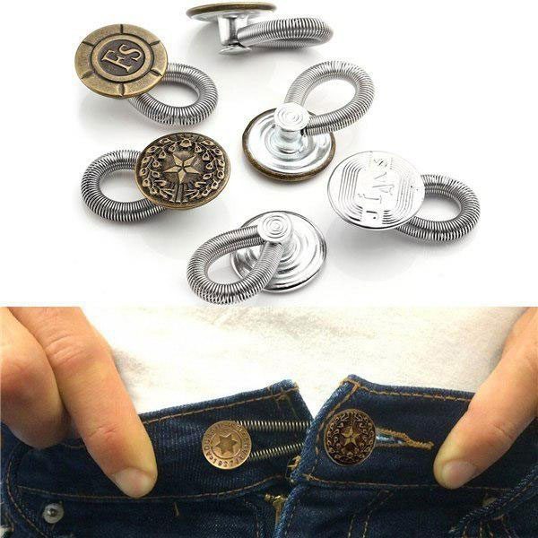 Button expander with trouser spring