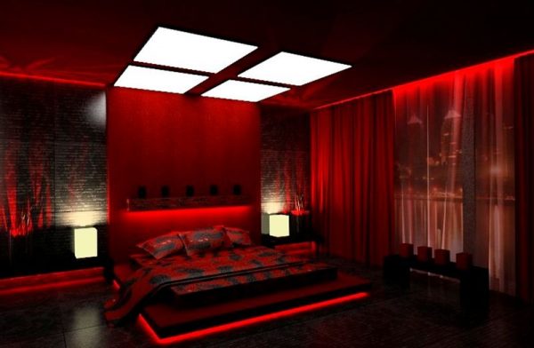 Conception d'une chambre aux tons rouges