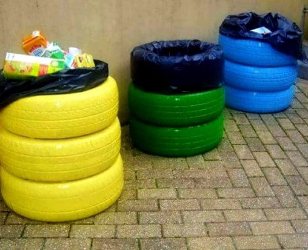 Tire trash cans