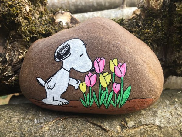 Painting stones with acrylic paints