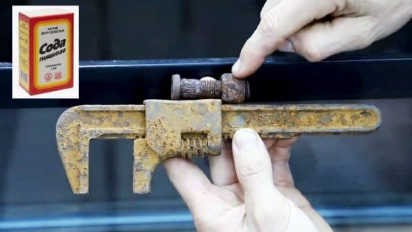 Baking soda and plumbing wrench