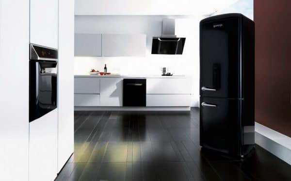 Black household appliances in the interior of the kitchen