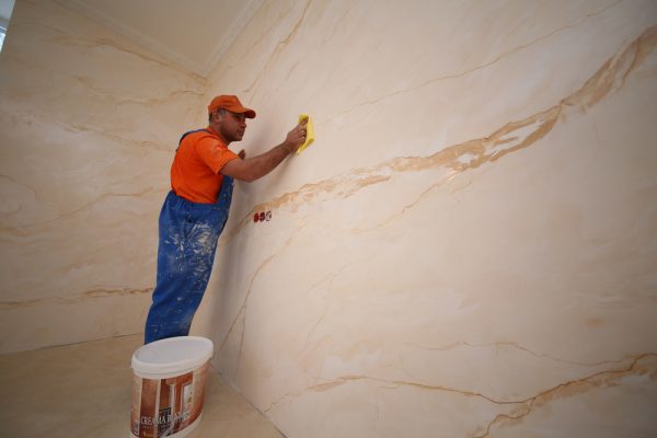 Imitation of Venetian stucco marble