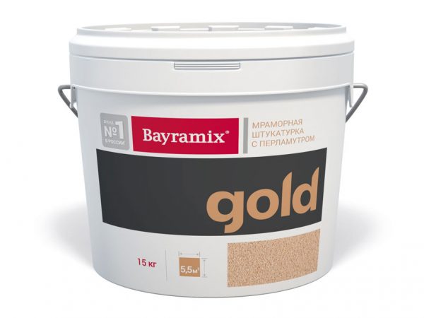 Plaster marmar dengan Bayramix Gold nacre