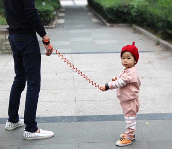 Leash on the wrist of the child for safety