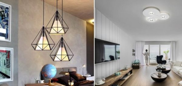 Geometric and rounded lights in the interior