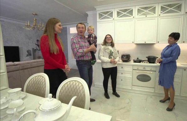 Spectacular snow-white kitchen in Basharov’s apartment