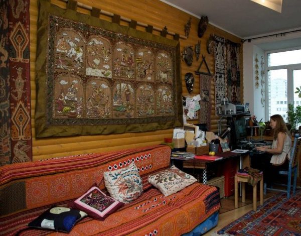 The apartment has a lot of handmade Tibetan carpets