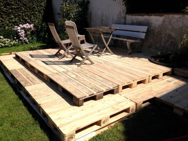 Original wooden flooring in the courtyard of the house