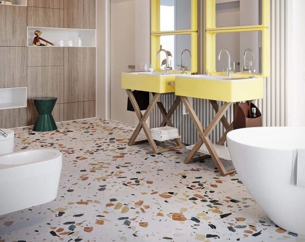 Terrazzo tile in the bathroom