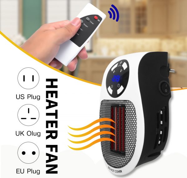 Portable wall-mounted heating device with remote control