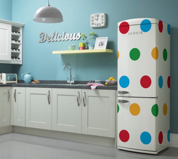 Colored fridge in the kitchen