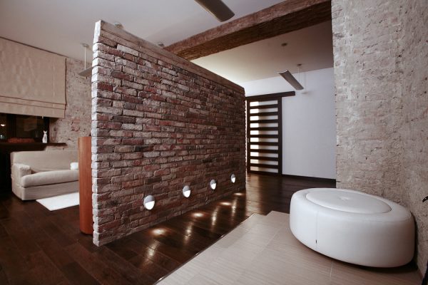 Brick decorative partition for zoning the room