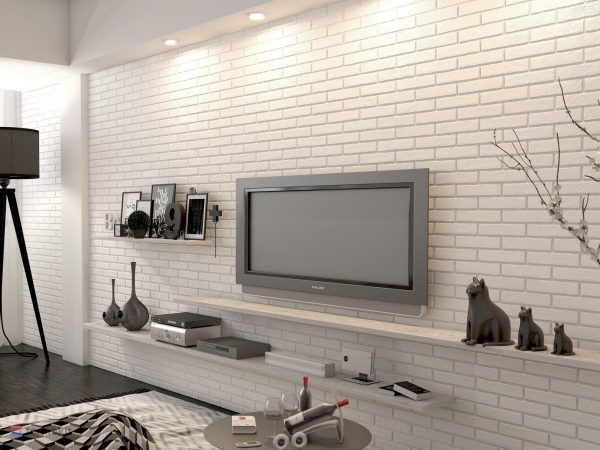 Imitation of white brick in the interior