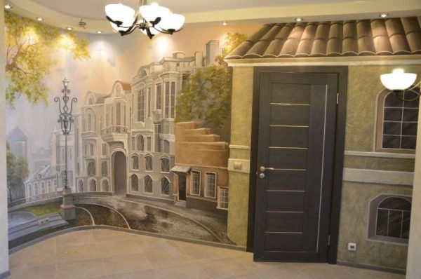 3D wallpaper in the interior of the hallway