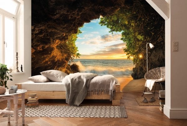 Panoramic 3D wallpaper in the bedroom