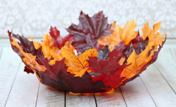 Papier-mâché - a vase of autumn leaves