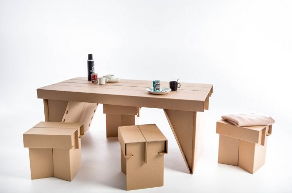 Temporary cardboard furniture