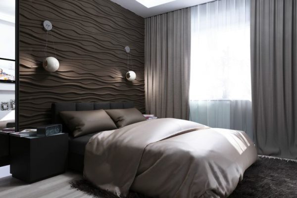 3D panels in the bedroom interior