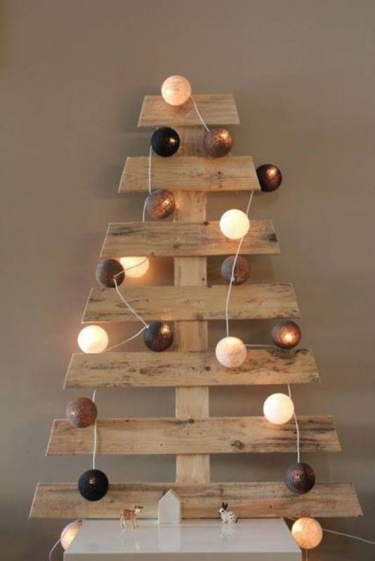 Christmas tree made of wooden planks