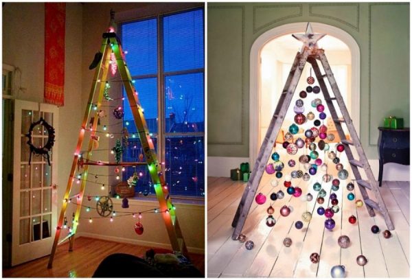 Christmas tree made of stepladders