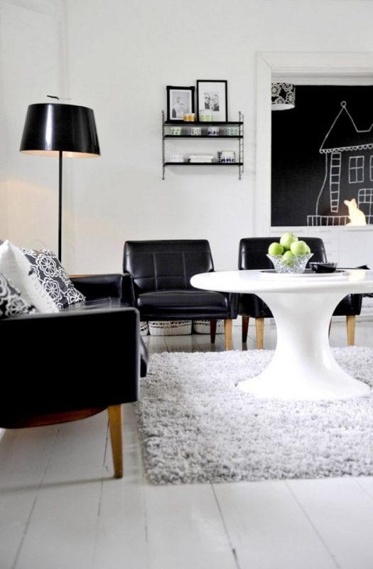 White and black color in the interior